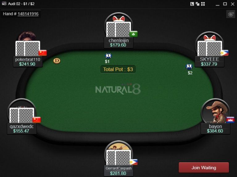 natural8 poker table